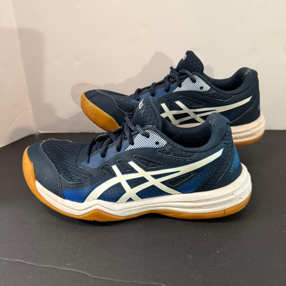 Asics Upcourt 5 Mens Navy Blue White Gum Sole Volleyball Shoes Sneakers Size 6.5 - Picture 2 of 16